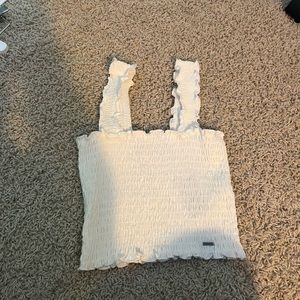 Hollister White Smocked Square-neck Tank